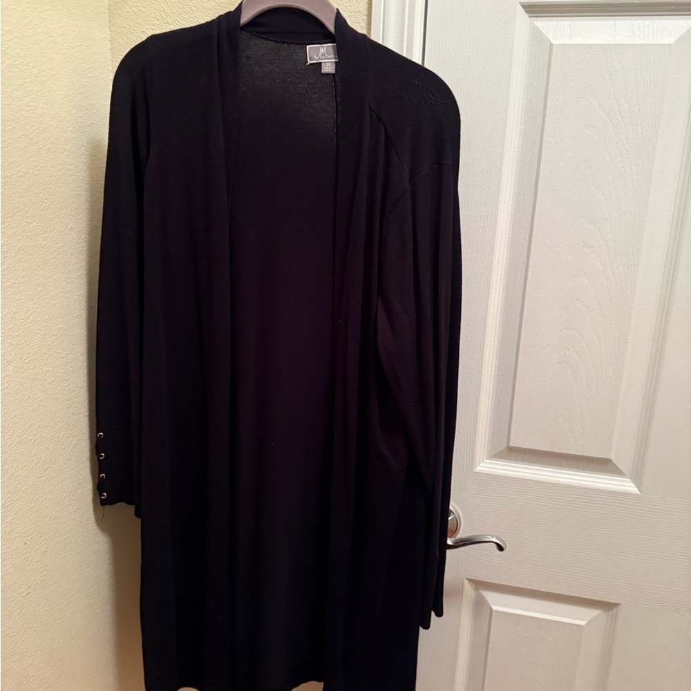 JM Collection Black Cardigan with Button Accents
